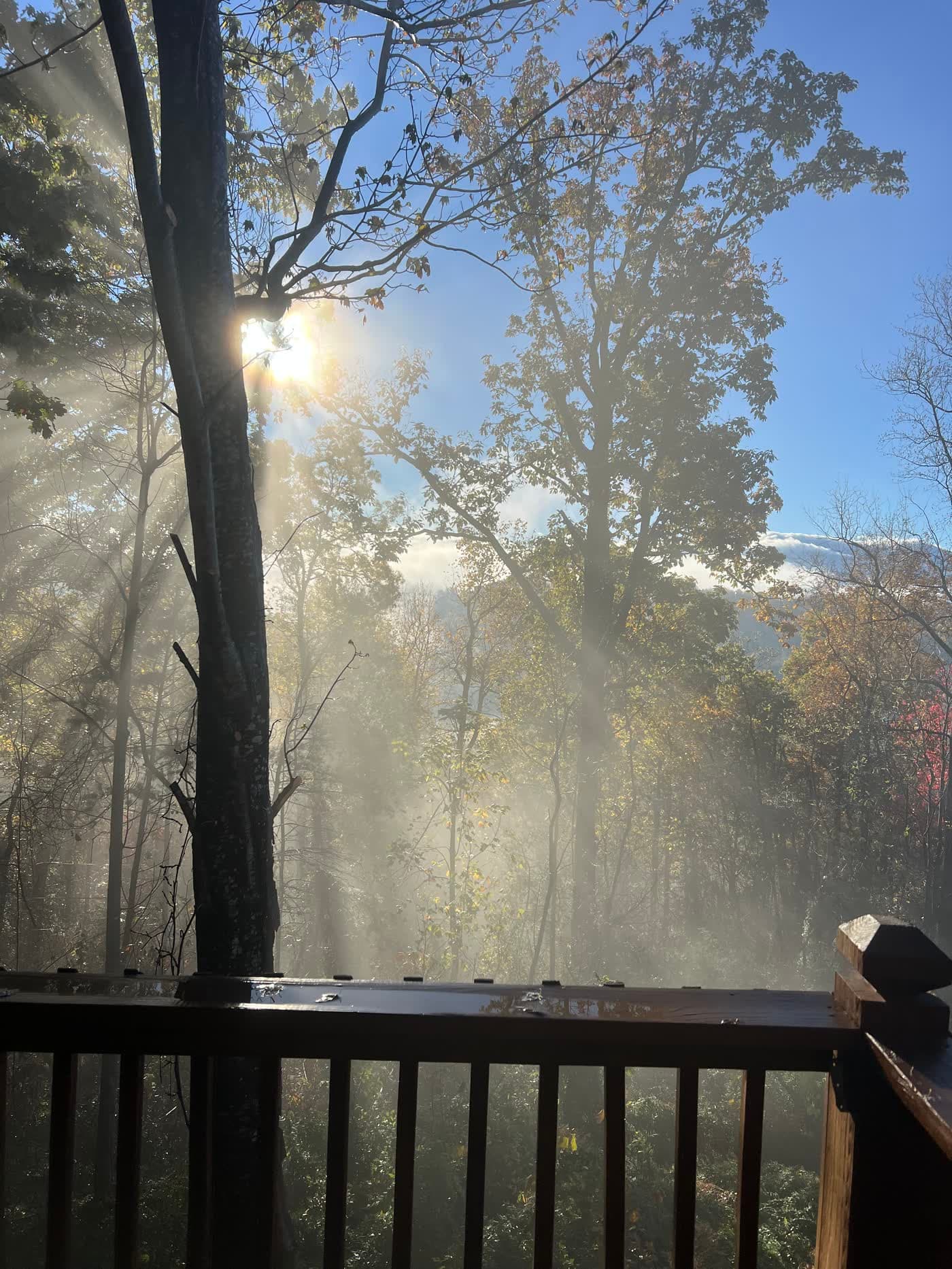 Sunrise over the Smoky Mountains from the cabin deck