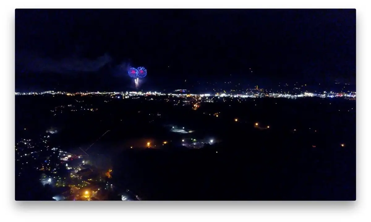 Actual view from the Thistle Britches deck of Dollywood fireworks